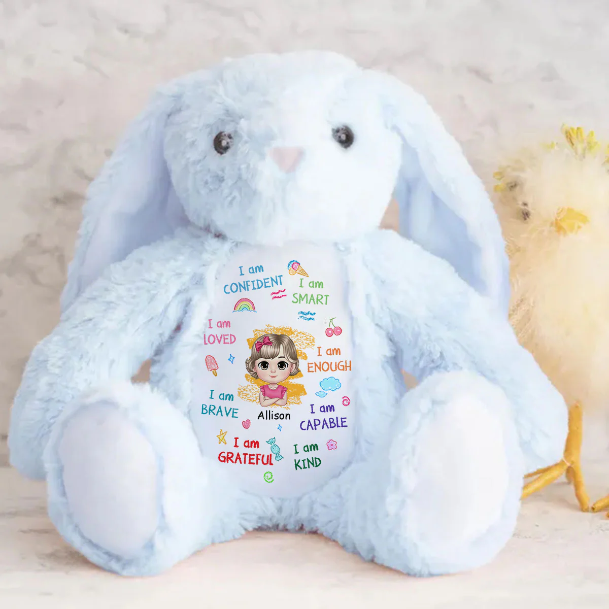 I Am Kind I Am Smart I Am Confident - Personalized Stuffed Bunny - Image 4