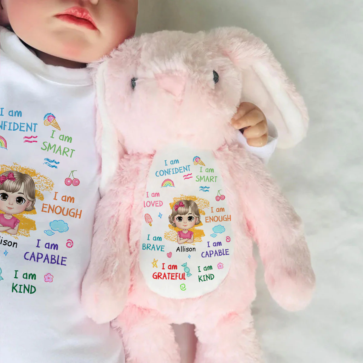 I Am Kind I Am Smart I Am Confident - Personalized Stuffed Bunny - Image 6