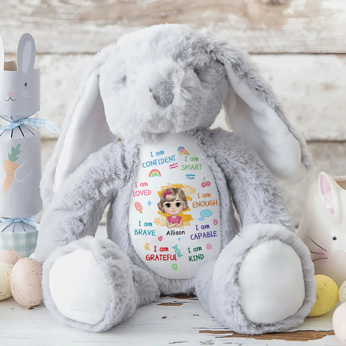 I Am Kind I Am Smart I Am Confident - Personalized Stuffed Bunny - Image 8
