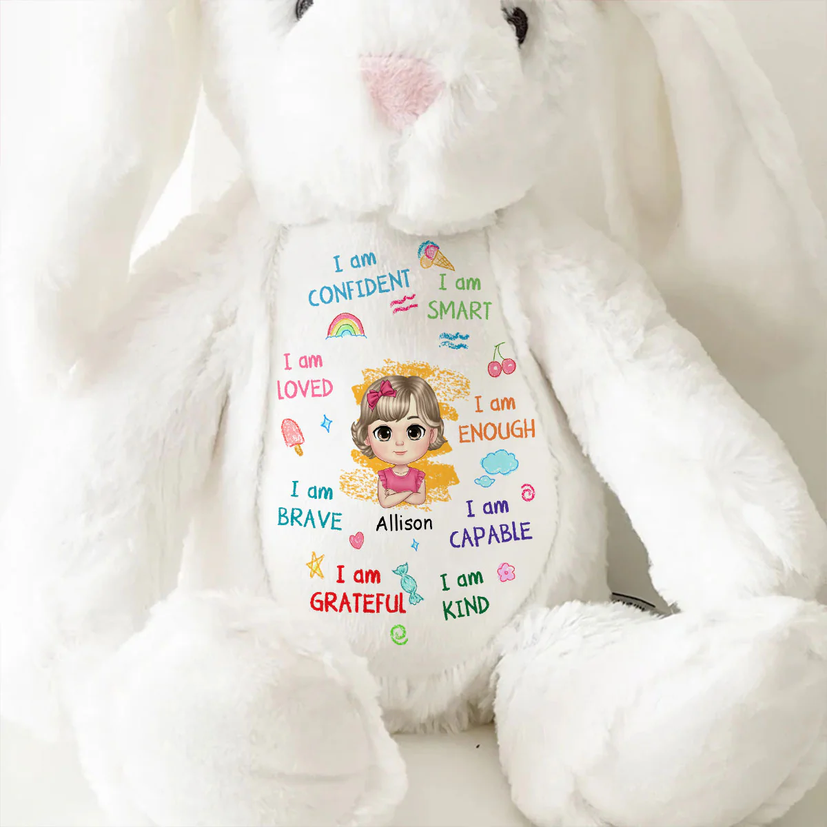 I Am Kind I Am Smart I Am Confident - Personalized Stuffed Bunny - Image 9