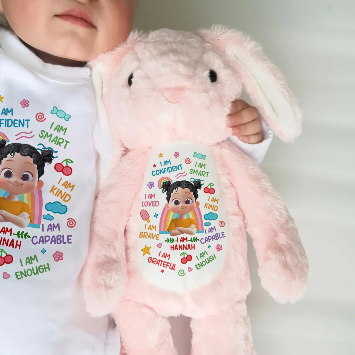 I Am Kind I Am Smart - Personalized Stuffed Bunny - Image 4