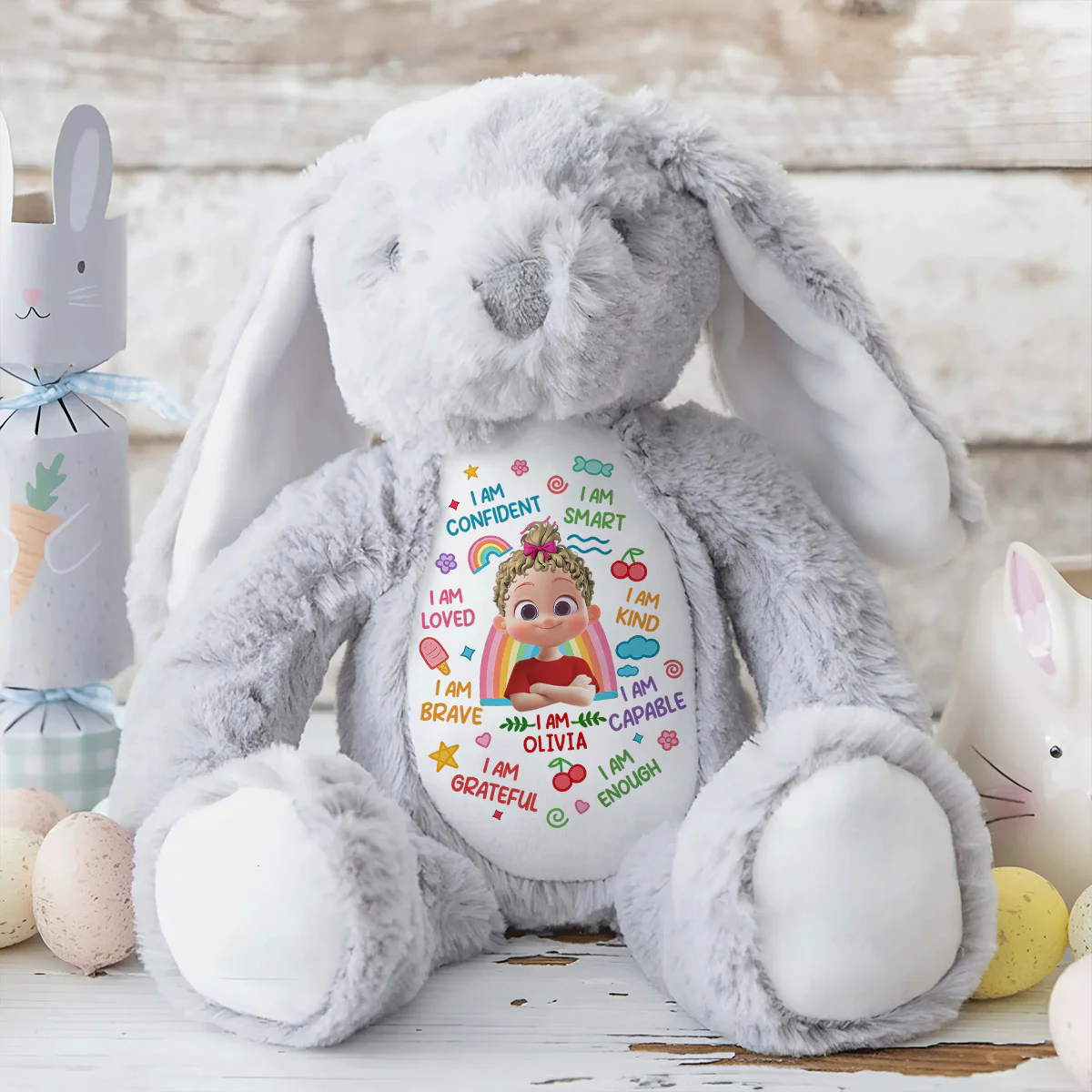 I Am Kind I Am Smart - Personalized Stuffed Bunny - Image 5