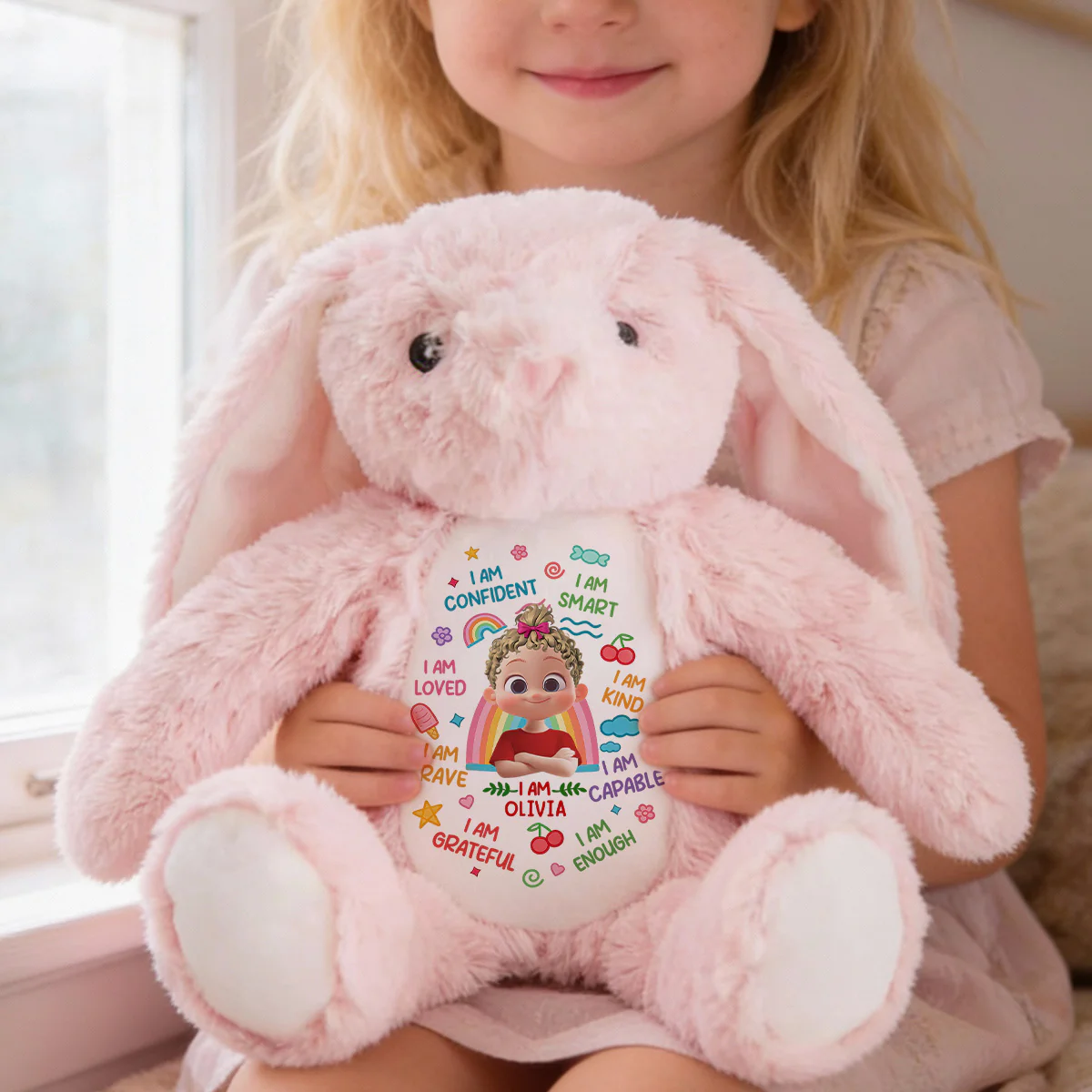 I Am Kind I Am Smart - Personalized Stuffed Bunny - Image 6