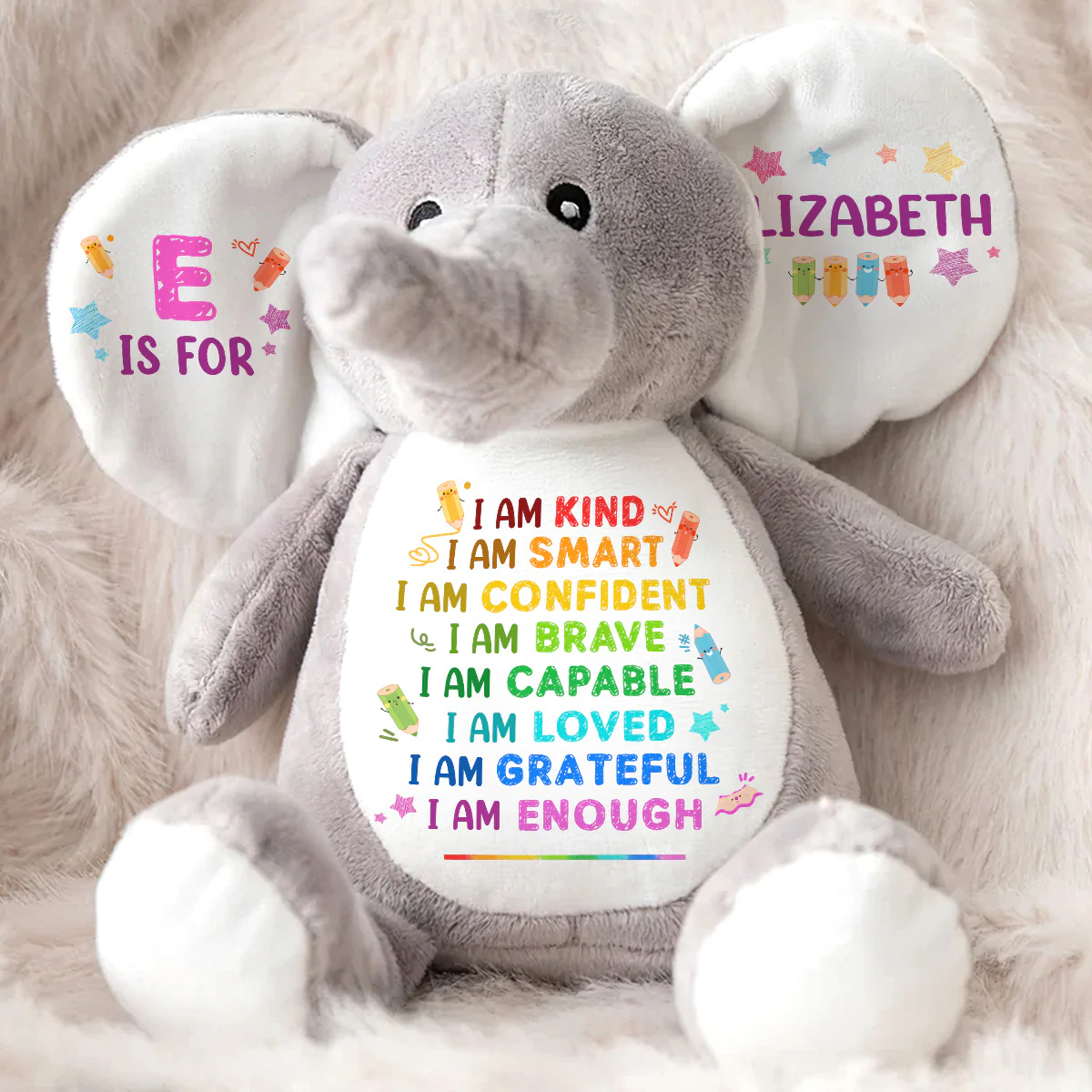 I Am Kind - Personalized Stuffed Elephant - Image 2