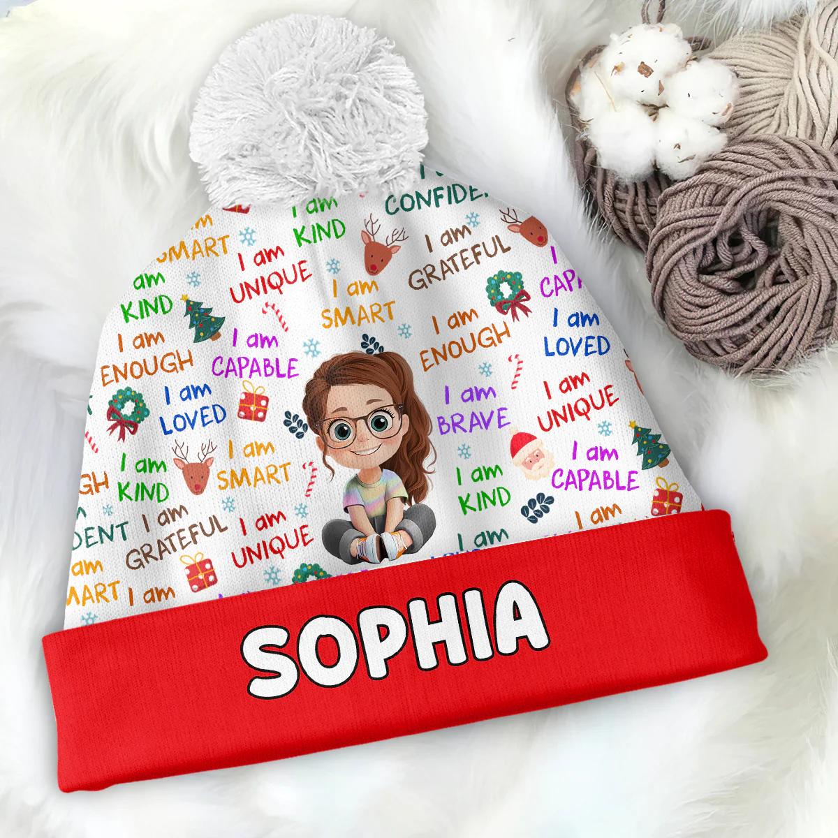 I Am - Personalized Bobble Beanie Hat