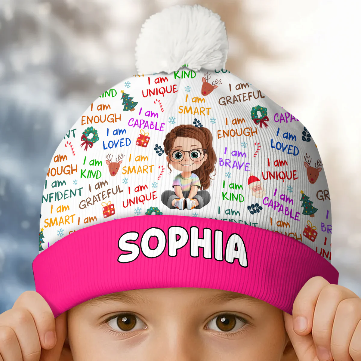 I Am - Personalized Bobble Beanie Hat - Image 3