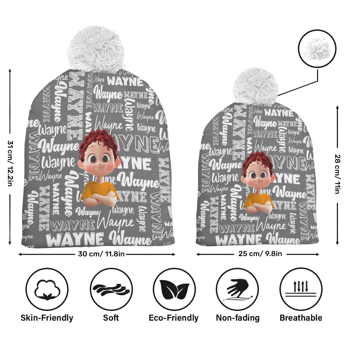 I Am - Personalized Bobble Beanie Hat - Image 6