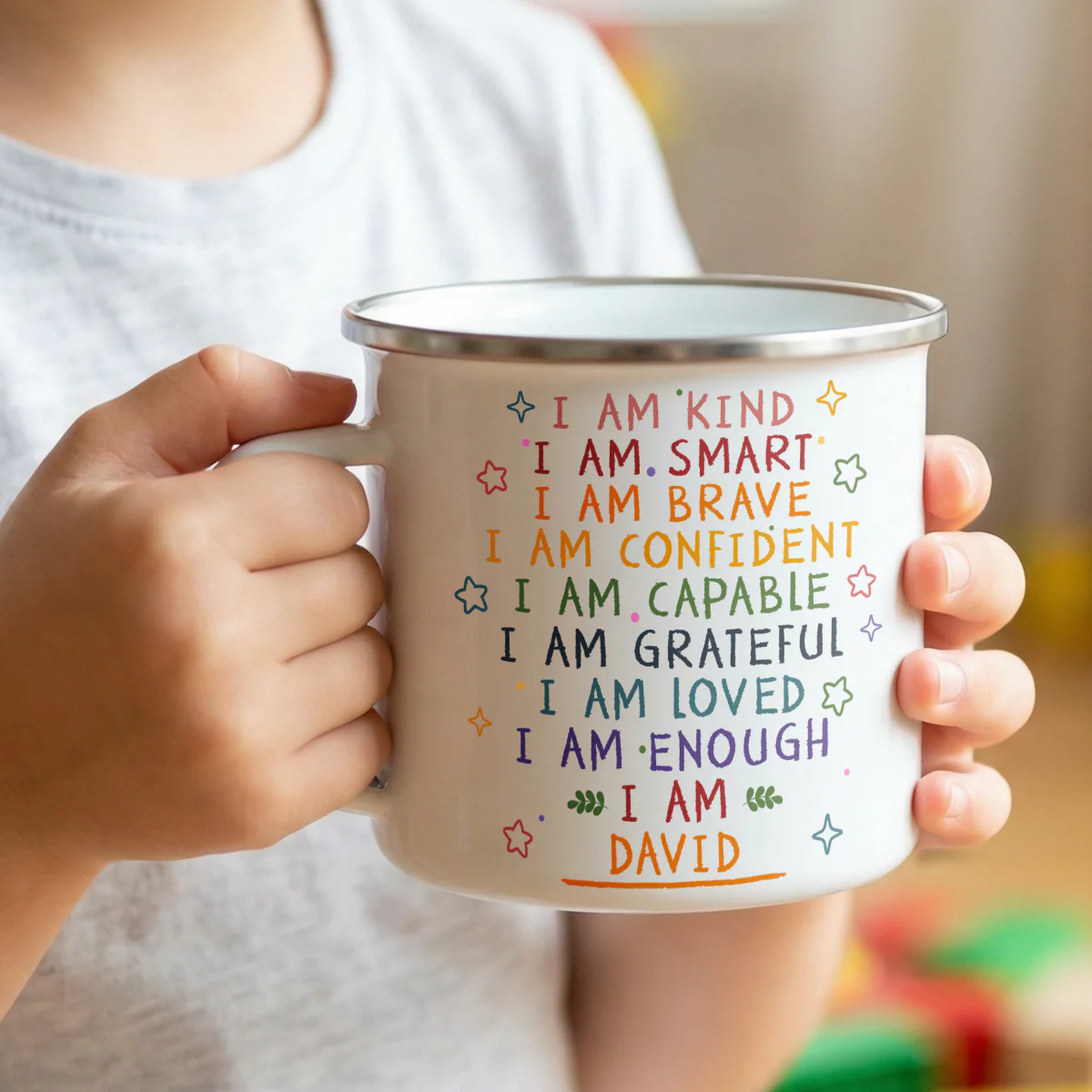 I Am - Personalized Enamel Mug - Image 3