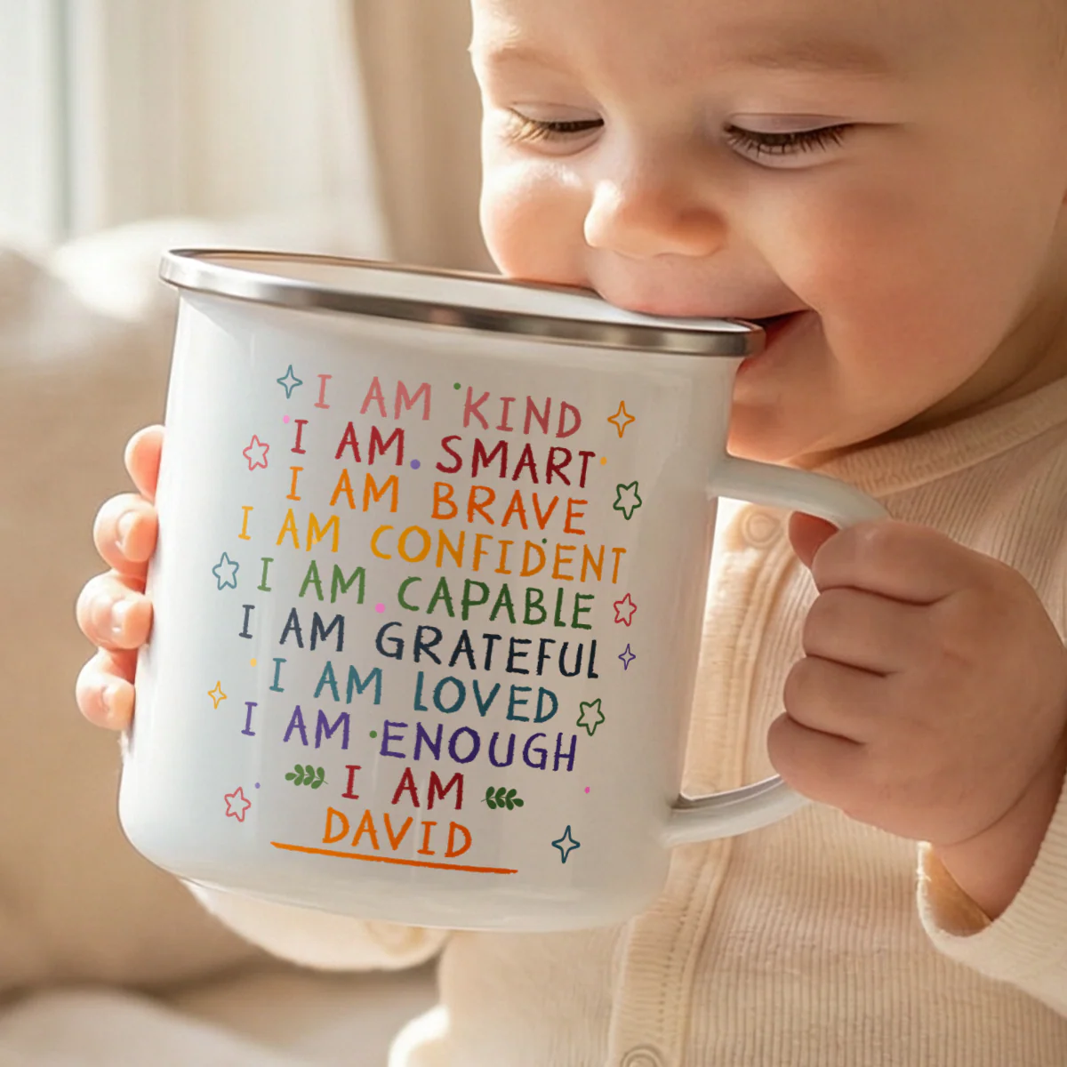 I Am - Personalized Enamel Mug - Image 4