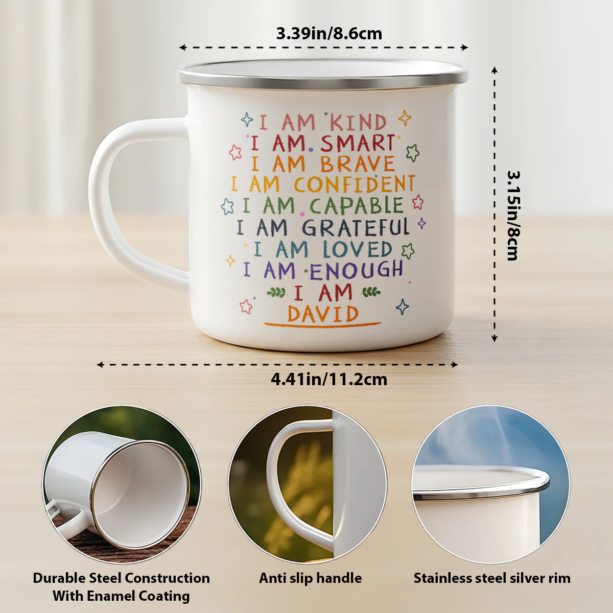 I Am - Personalized Enamel Mug - Image 6