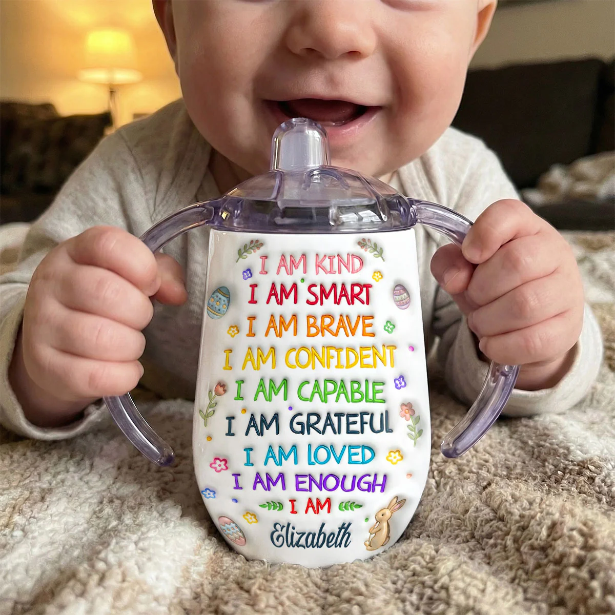 I Am - Personalized Sippy Cup With Handles - Image 2