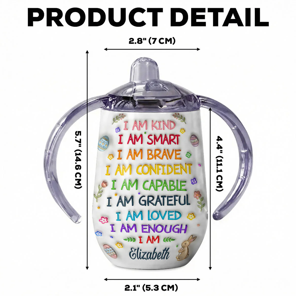 I Am - Personalized Sippy Cup With Handles - Image 4