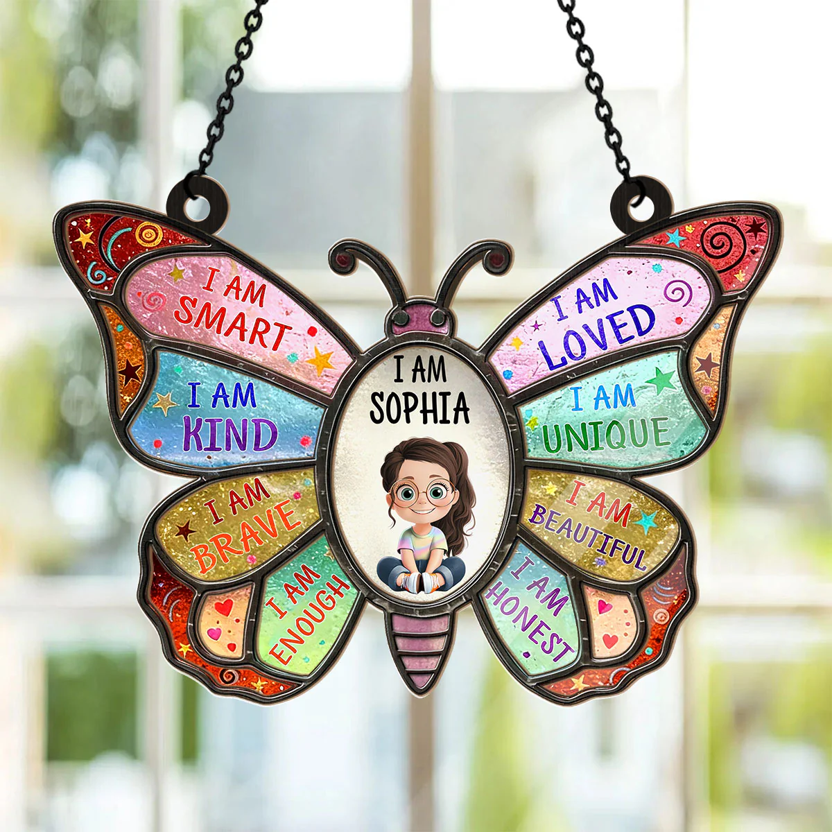 I Am Smart I Am Kind - Personalized Window Hanging Suncatcher - Image 2