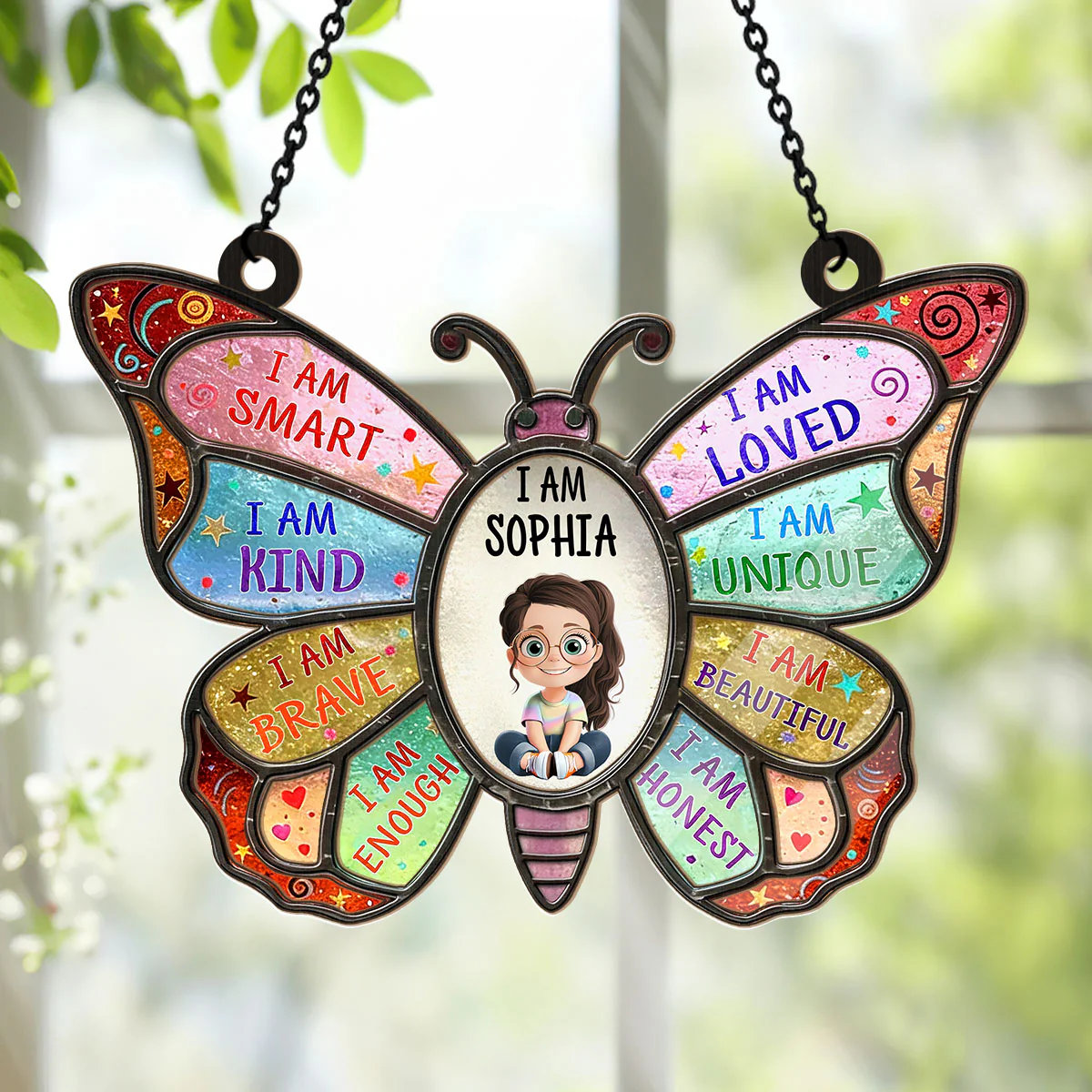 I Am Smart I Am Kind - Personalized Window Hanging Suncatcher - Image 4