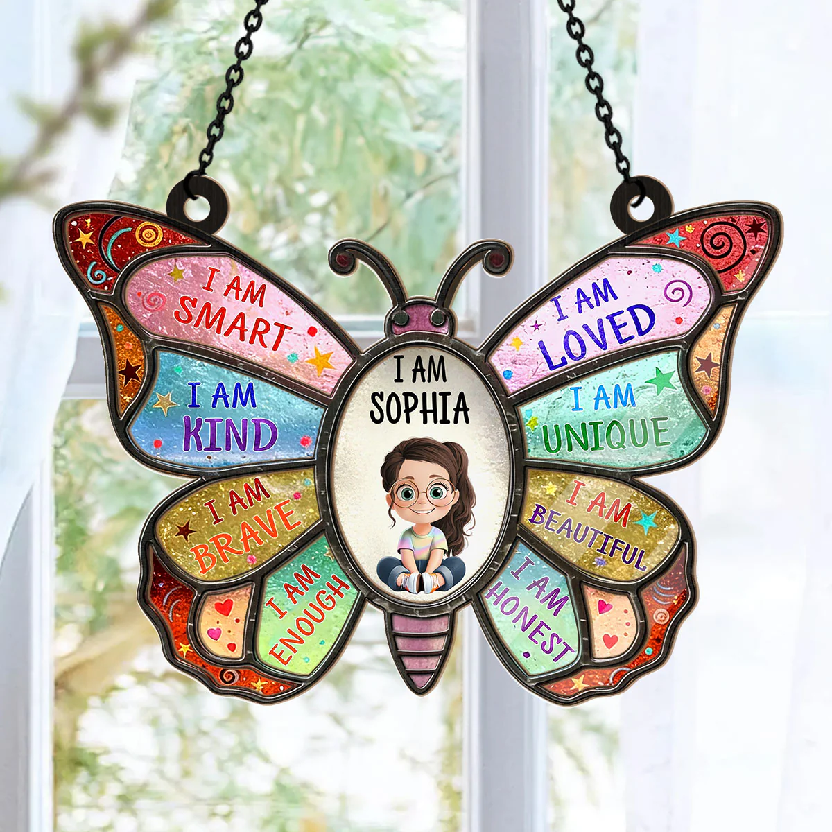 I Am Smart I Am Kind - Personalized Window Hanging Suncatcher - Image 6