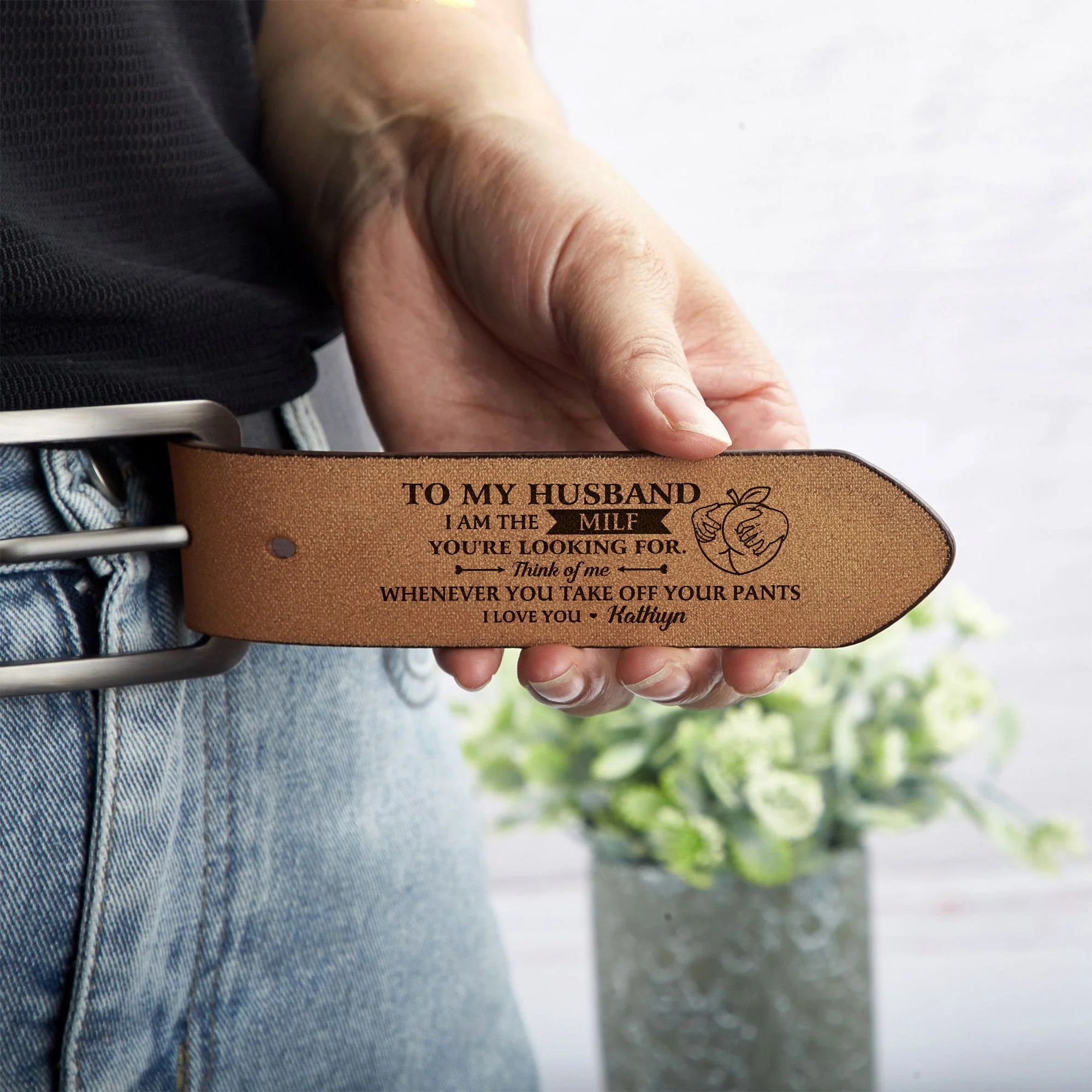 I Am The - Personalized Engraved Leather Belt - Image 4