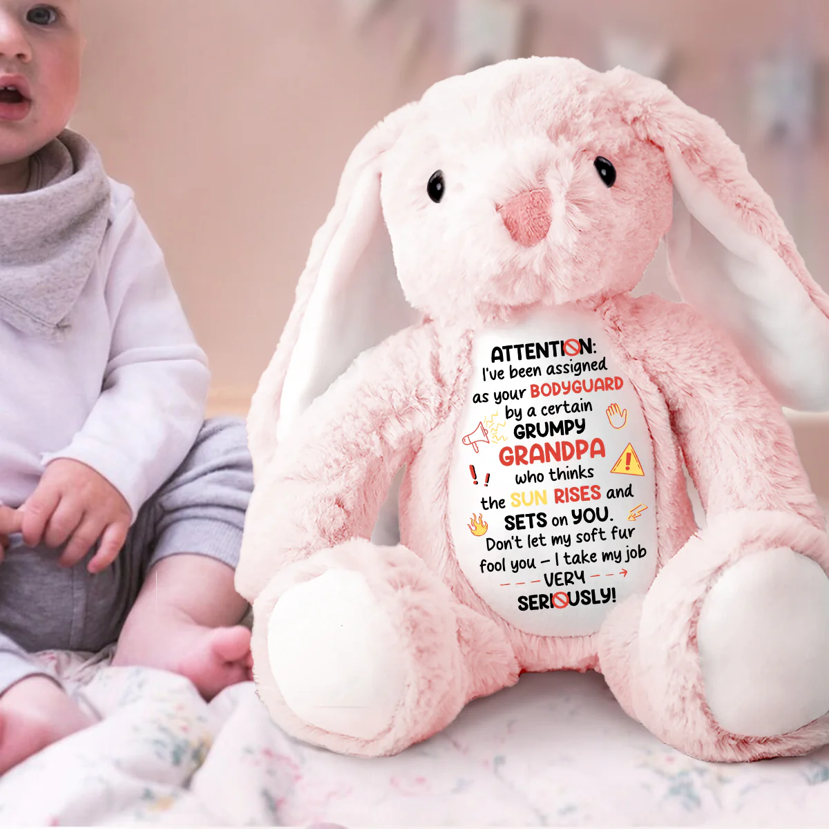 I Am Your Bodyguard - Personalized Stuffed Bunny - Image 2