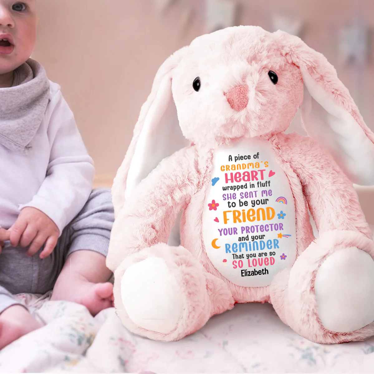 I Am Your Friend, Your Protector - Personalized Stuffed Bunny - Image 2