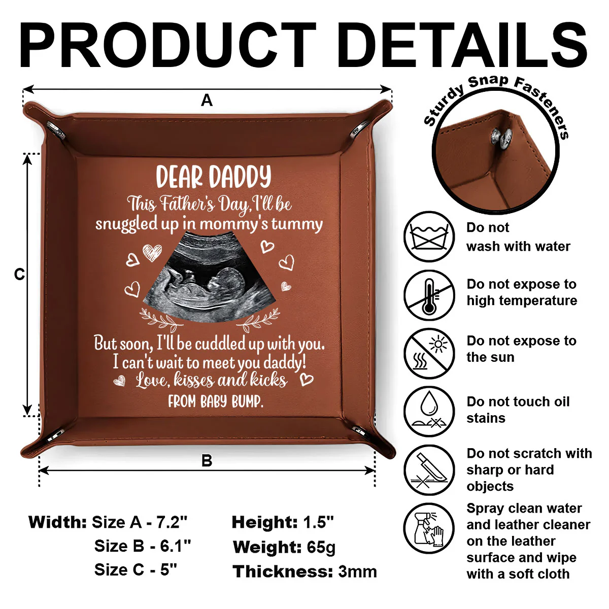 I Can't Wait To Meet You Daddy - Personalized Leather Valet Tray - Image 6