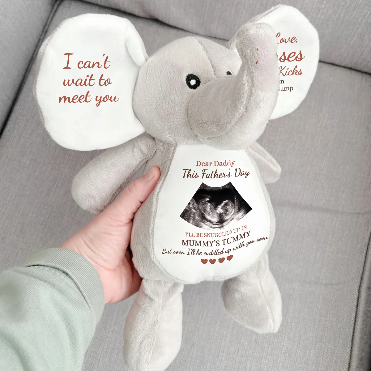 I Can't Wait To Meet You - Personalized Stuffed Elephant - Image 3