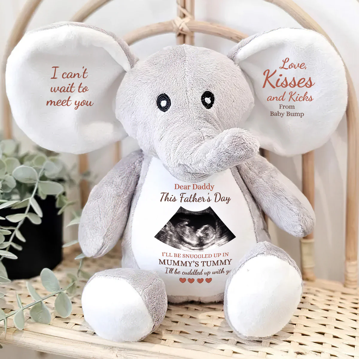 I Can't Wait To Meet You - Personalized Stuffed Elephant - Image 4