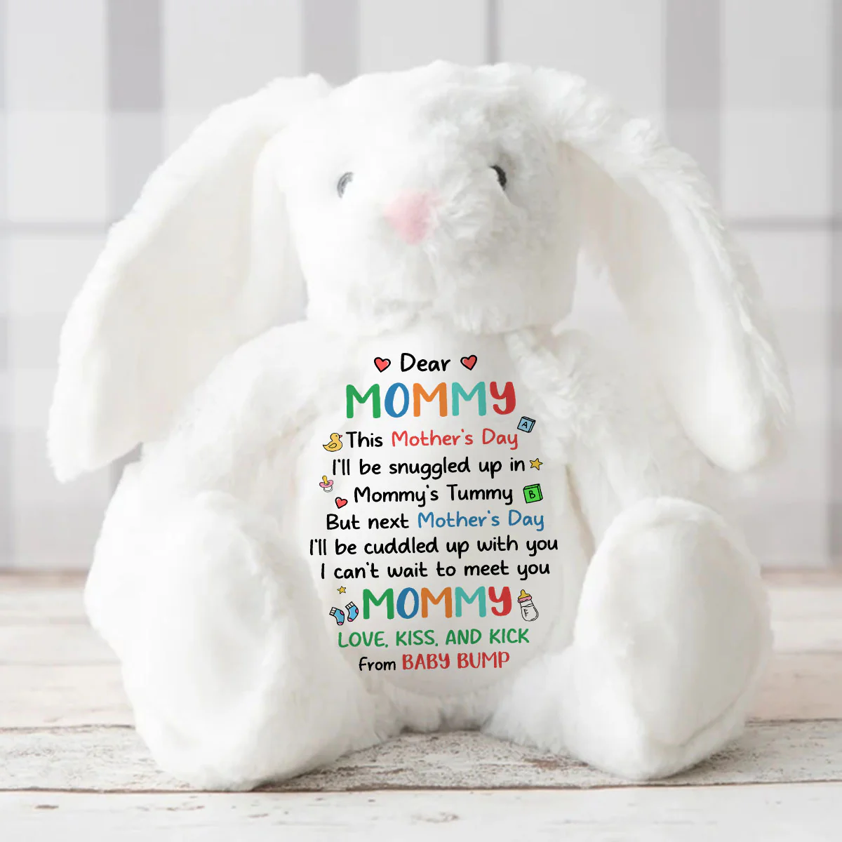 I Can't Wait To Meet You Mommy - Personalized Stuffed Bunny - Image 3
