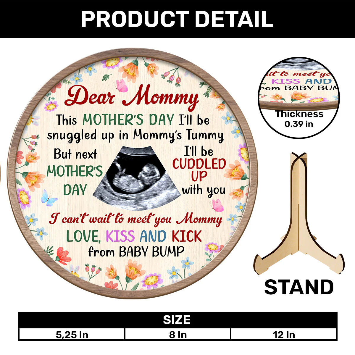 I Can't Wait To Meet You Mommy - Personalized Wooden Plaque - Image 4
