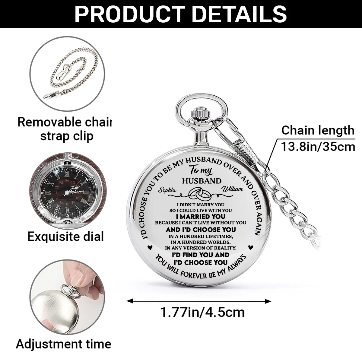 I’d Choose You - Personalized Pocket Watch - Image 7