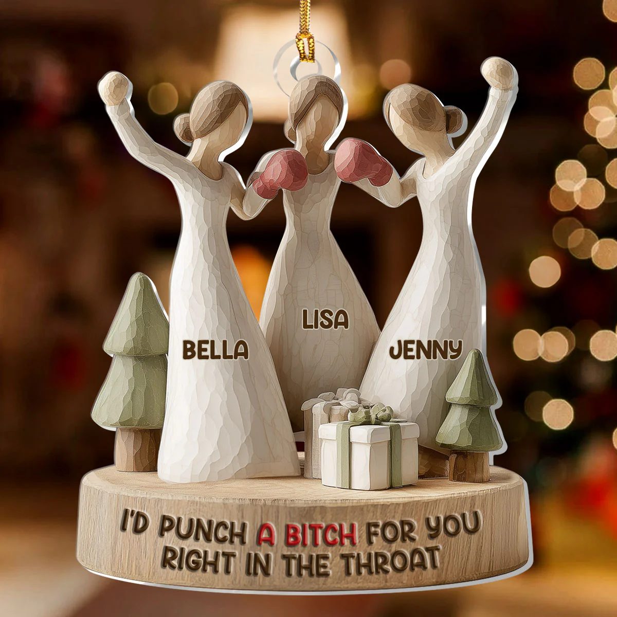 I'd Punch A Bitch For You - Personalized 1-Layer Acrylic Ornament - Image 2