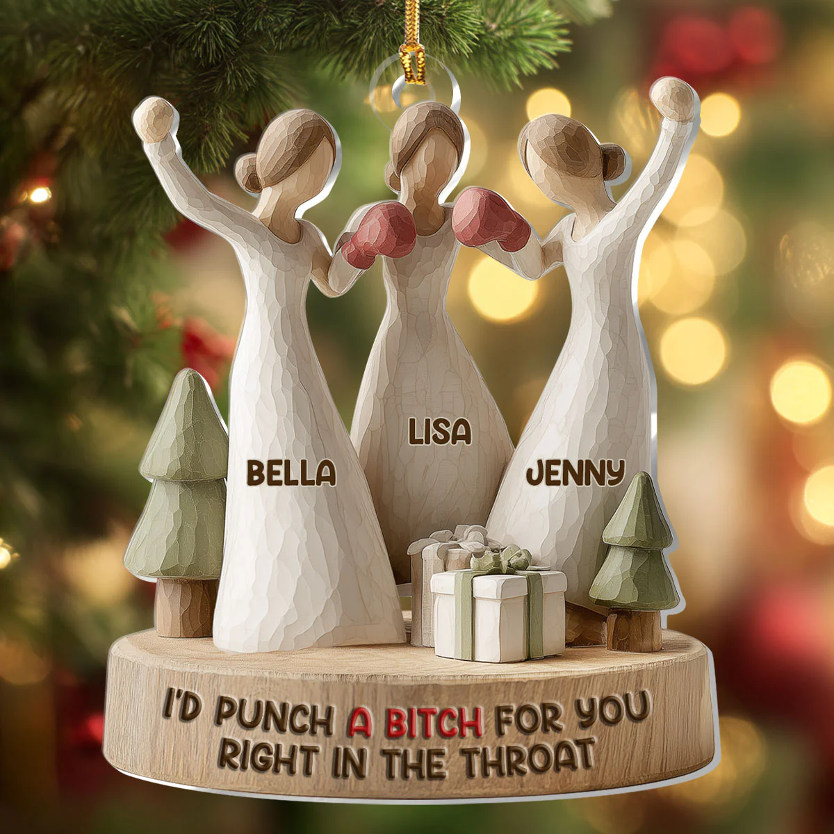 I'd Punch A Bitch For You - Personalized 1-Layer Acrylic Ornament - Image 4