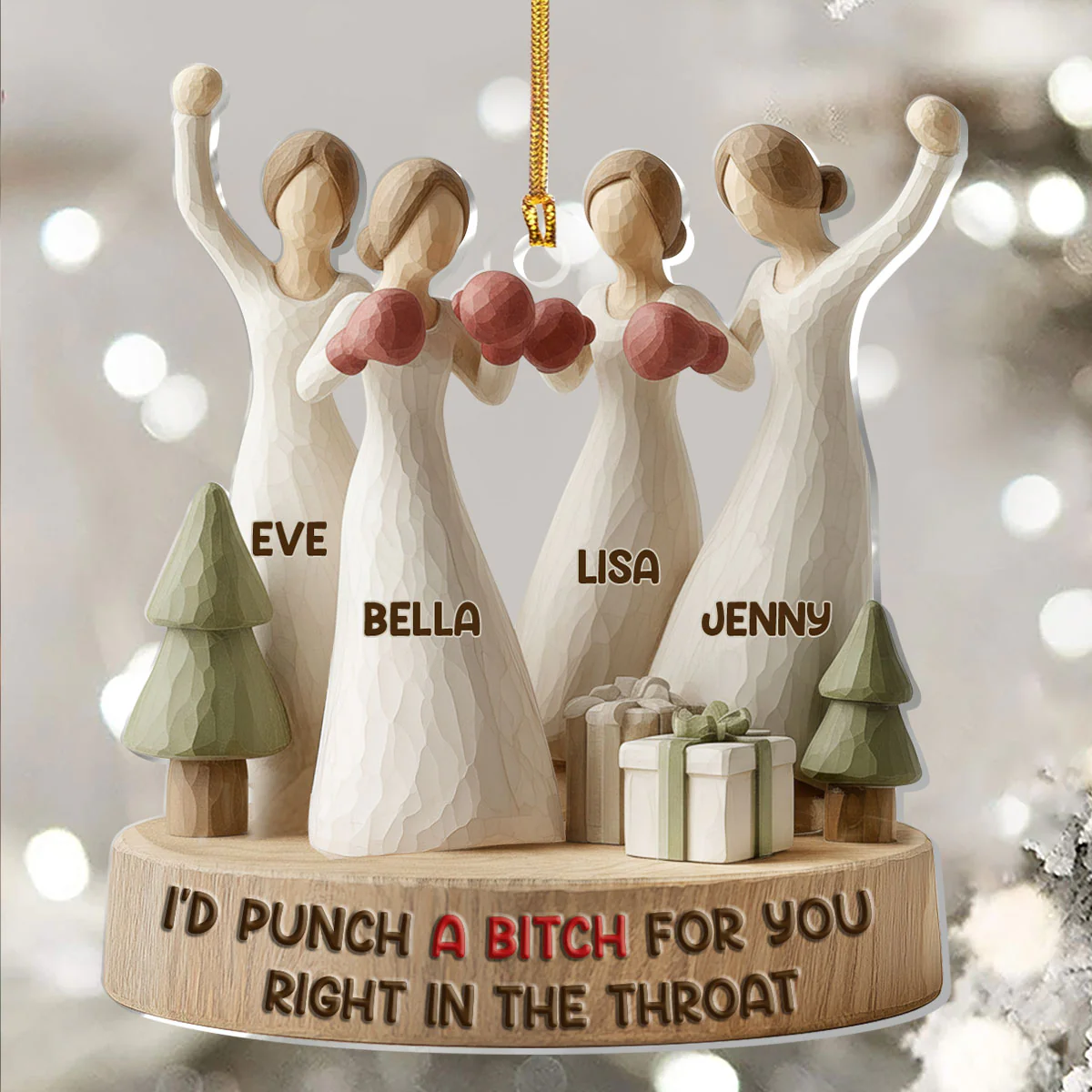 I'd Punch A Bitch For You - Personalized 1-Layer Acrylic Ornament - Image 5