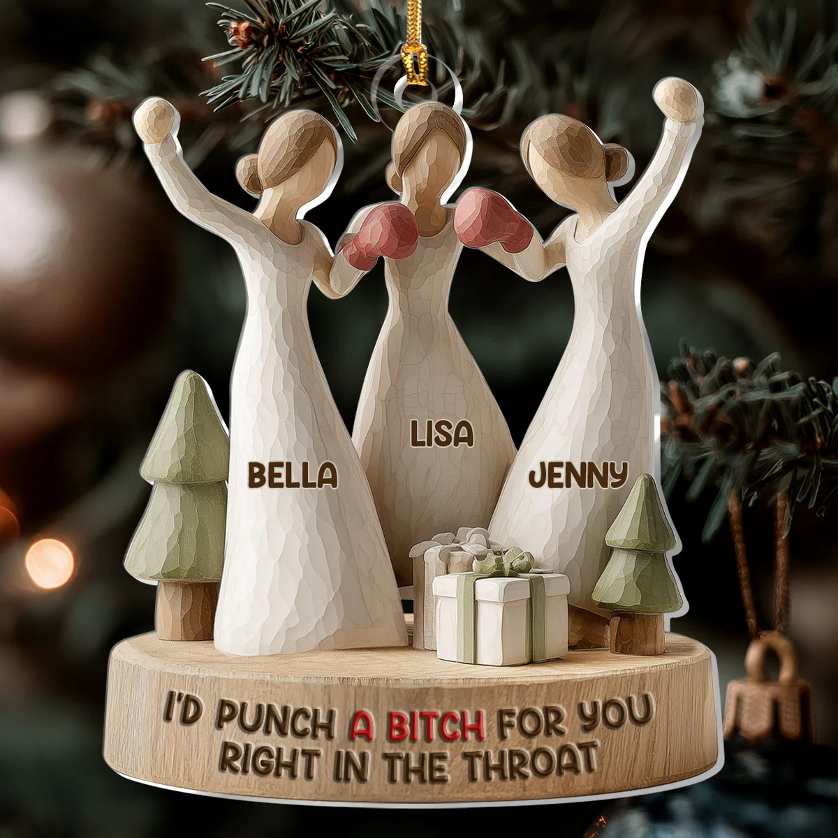 I'd Punch A Bitch For You - Personalized 1-Layer Acrylic Ornament - Image 6