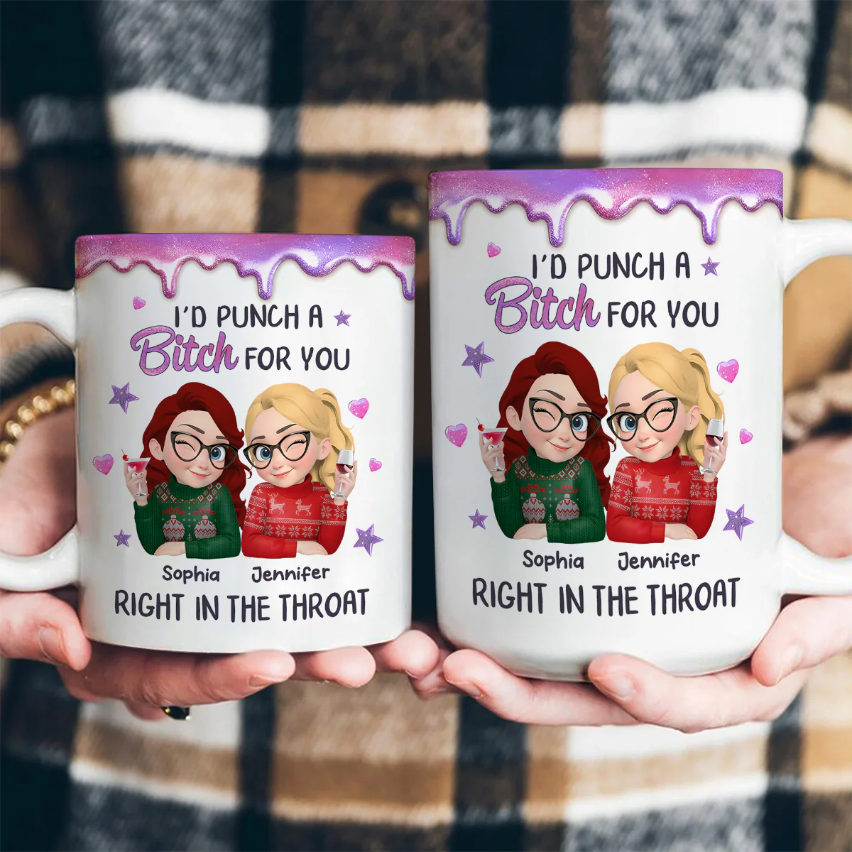 I'd Punch A Bitch For You - Personalized Ceramic Coffee Mug - Image 3