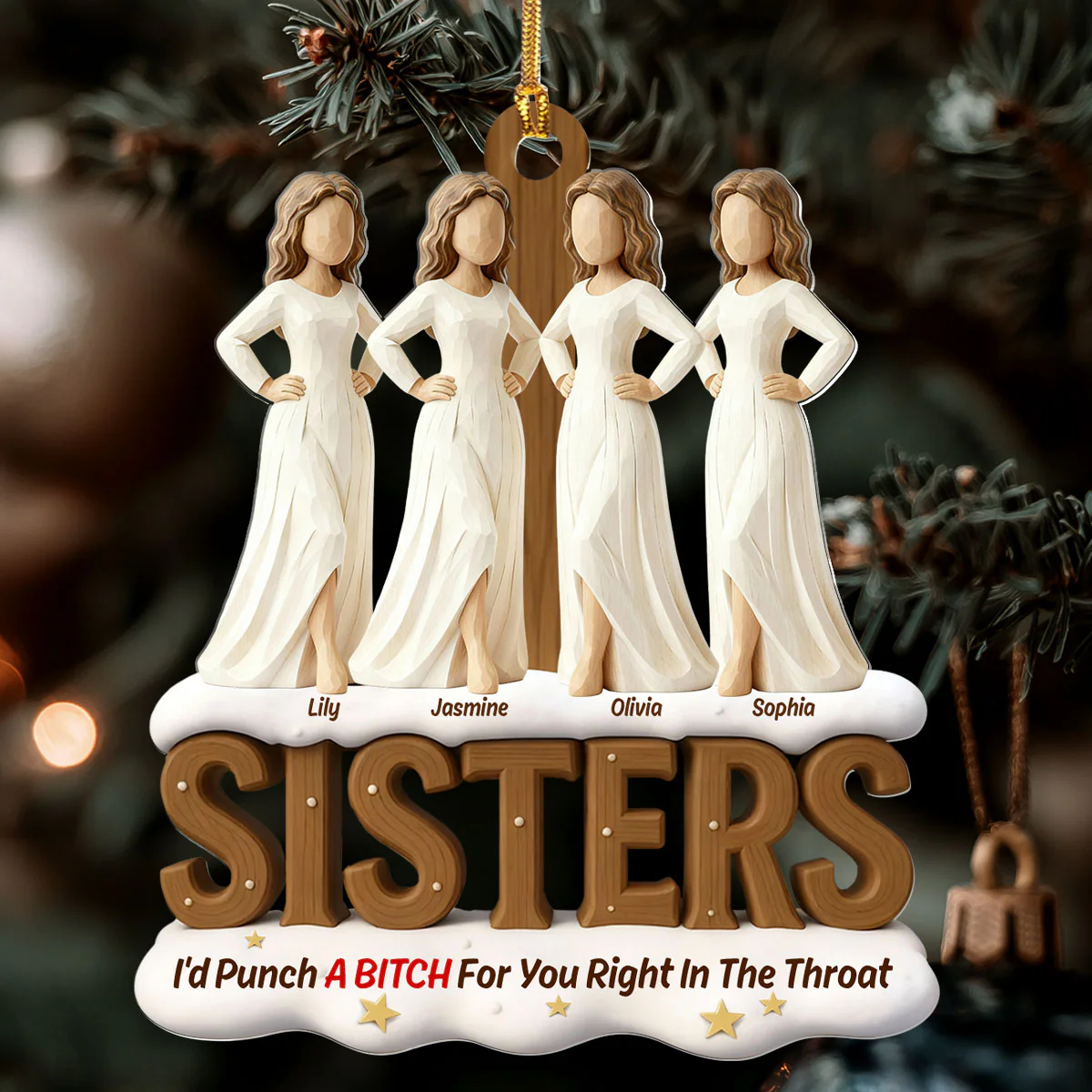 I'd Punch A Bitch For You Right In The Throat - Personalized 1-Layer Acrylic Ornament - Image 6