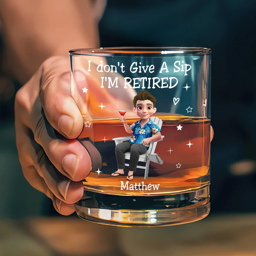 I Don't Give A Sip - Personalized Round Whiskey Glass - Image 3