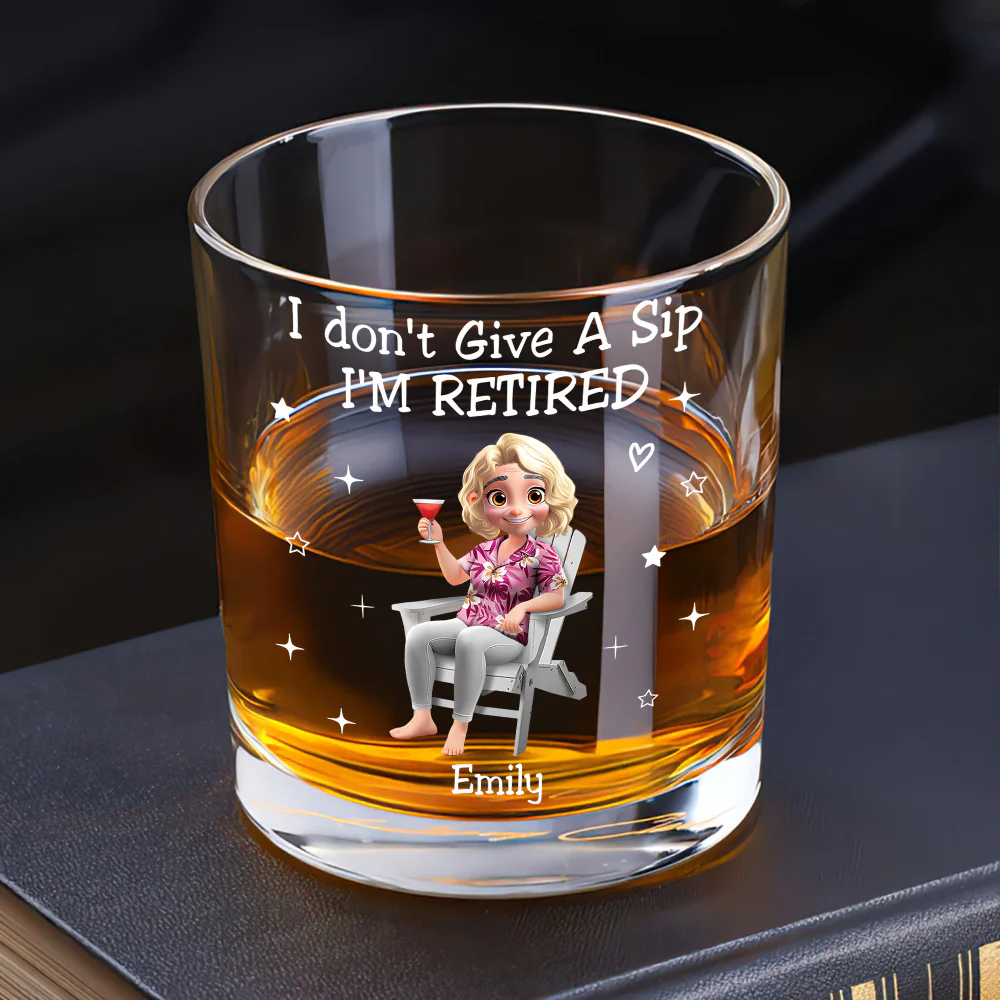 I Don't Give A Sip - Personalized Round Whiskey Glass - Image 5