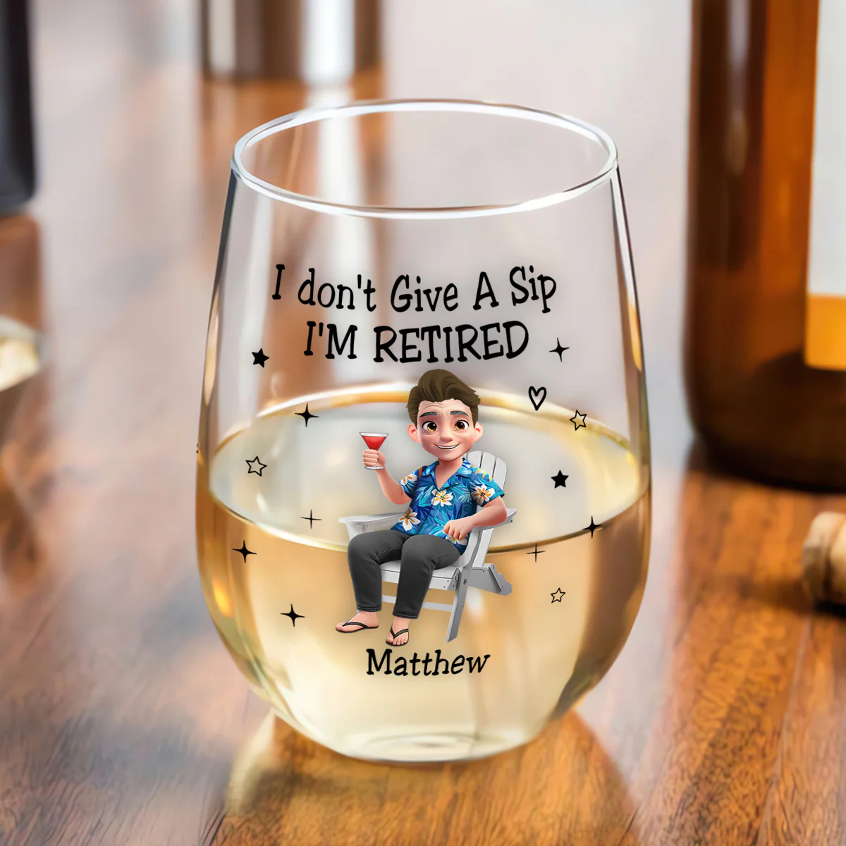 I Don't Give A Sip - Personalized Stemless Wine Glass - Image 3