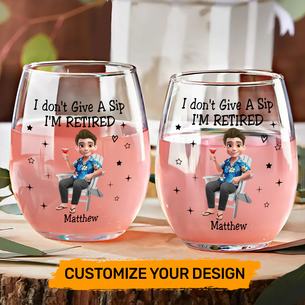 I Don't Give A Sip - Personalized Stemless Wine Glass - Image 4