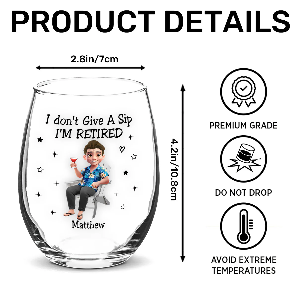 I Don't Give A Sip - Personalized Stemless Wine Glass - Image 5