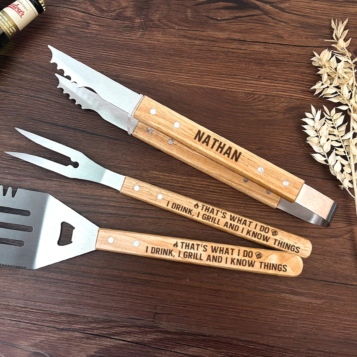I Drink I Grill And I Know Things - Personalized BBQ Spatula Or Tool set - Image 5