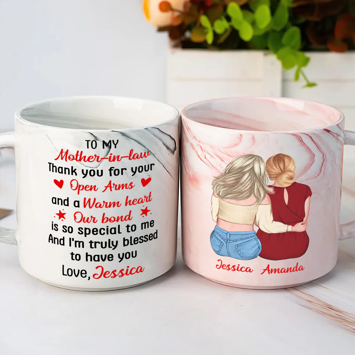 I Feel Blessed To Have My Mother-in-law In My Life - Personalized Marble Mug - Image 4