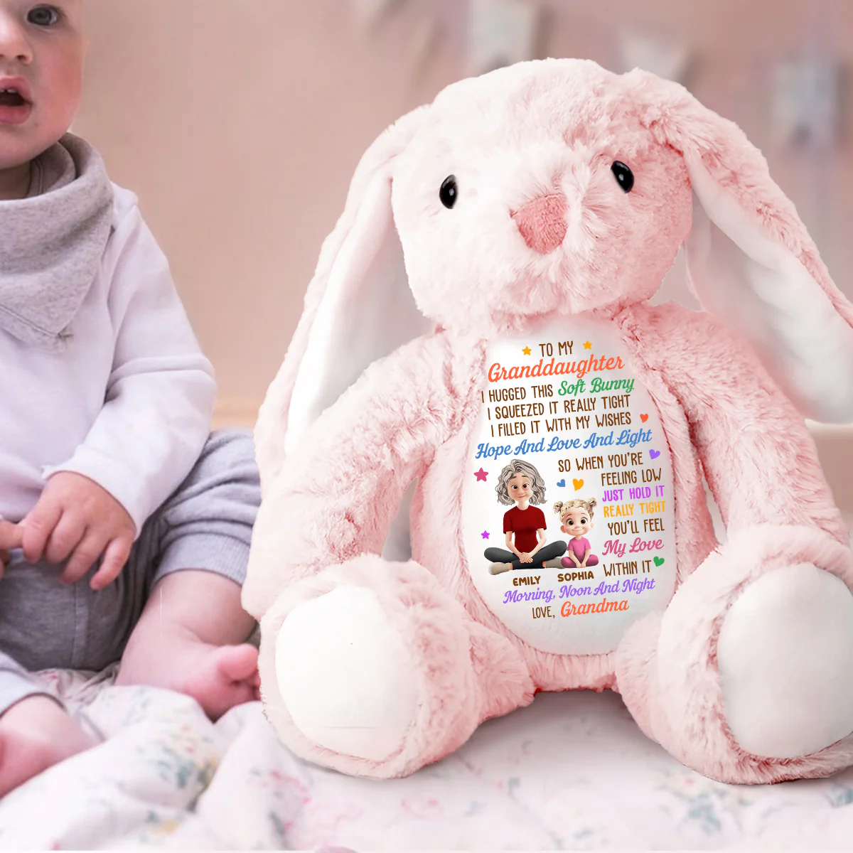 I Filled It With My Wishes - Personalized Stuffed Bunny - Image 2