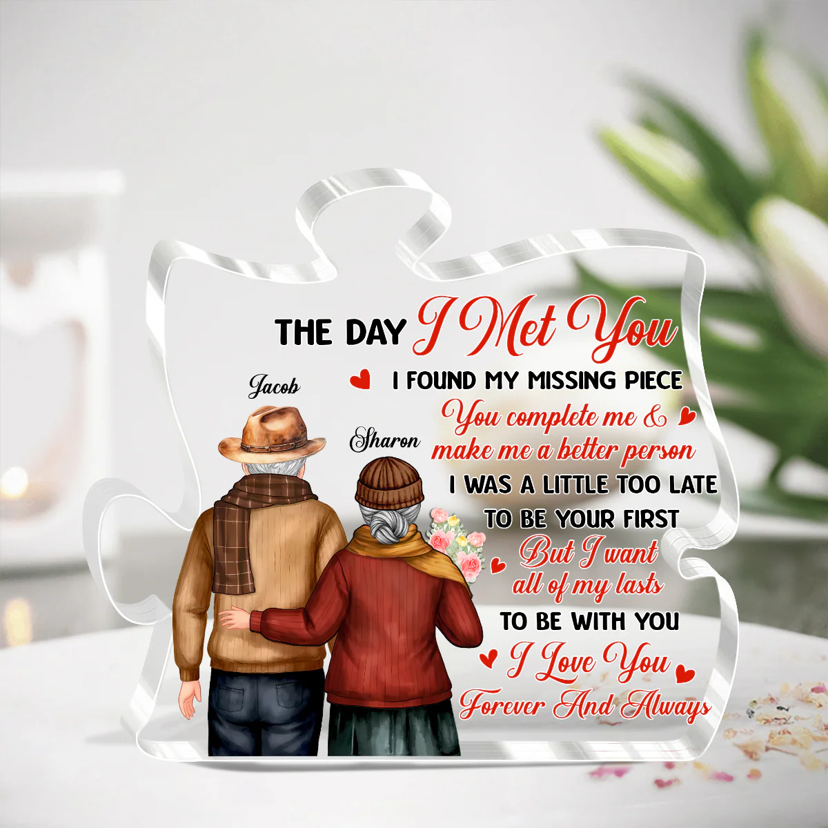 I Found My Missing Piece Gift For Husband - Personalized Custom Shaped Squared Acrylic Plaque