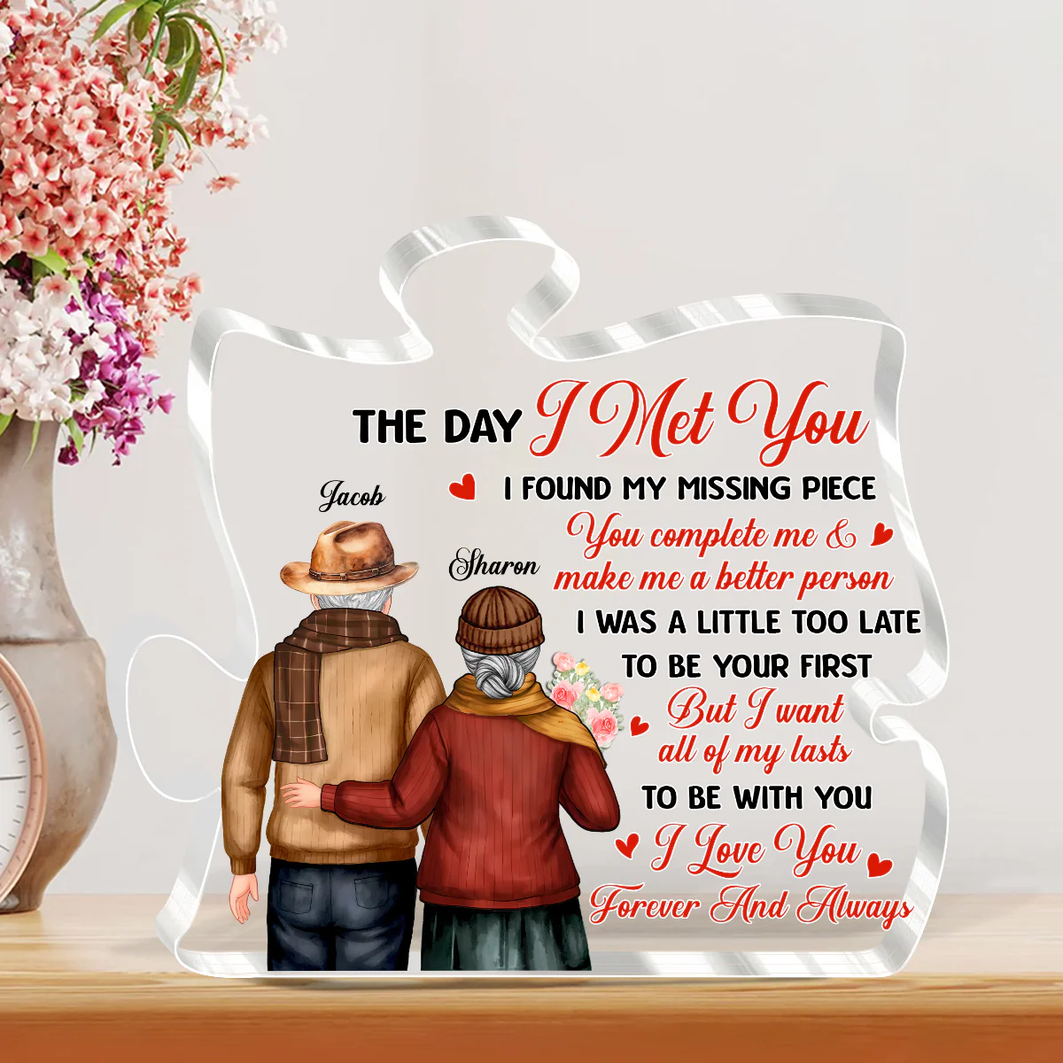 I Found My Missing Piece Gift For Husband - Personalized Custom Shaped Squared Acrylic Plaque - Image 2