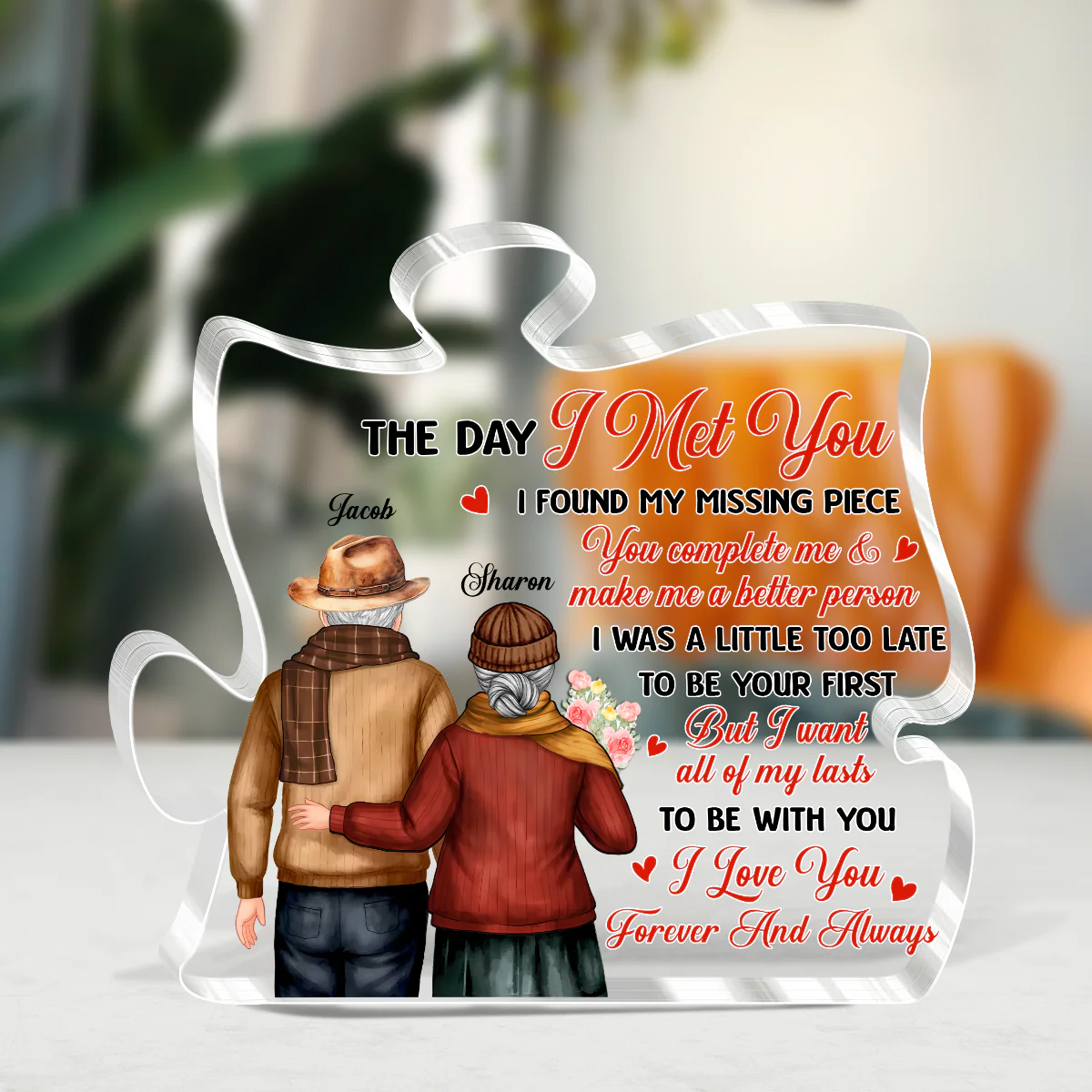 I Found My Missing Piece Gift For Husband - Personalized Custom Shaped Squared Acrylic Plaque - Image 3