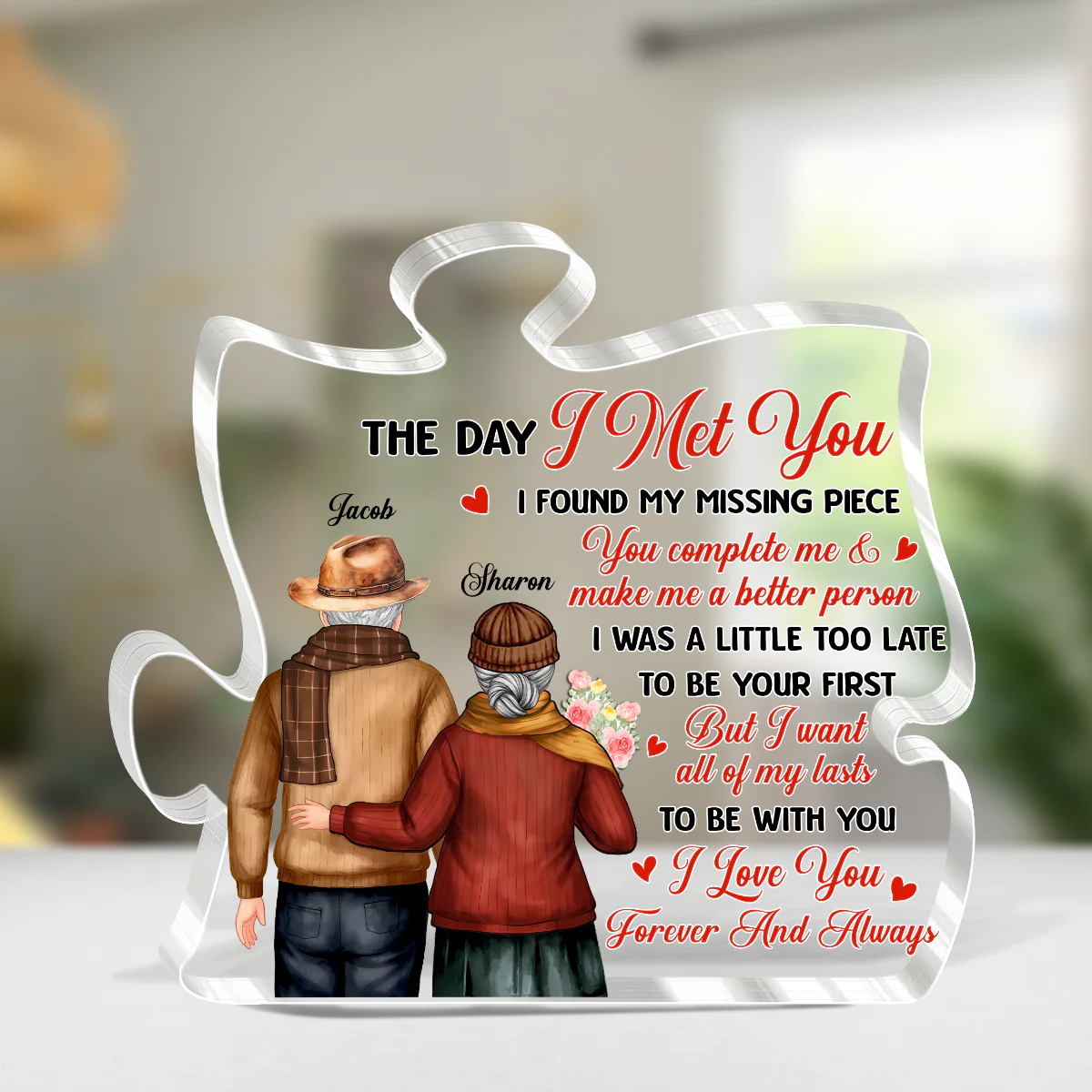 I Found My Missing Piece Gift For Husband - Personalized Custom Shaped Squared Acrylic Plaque - Image 4