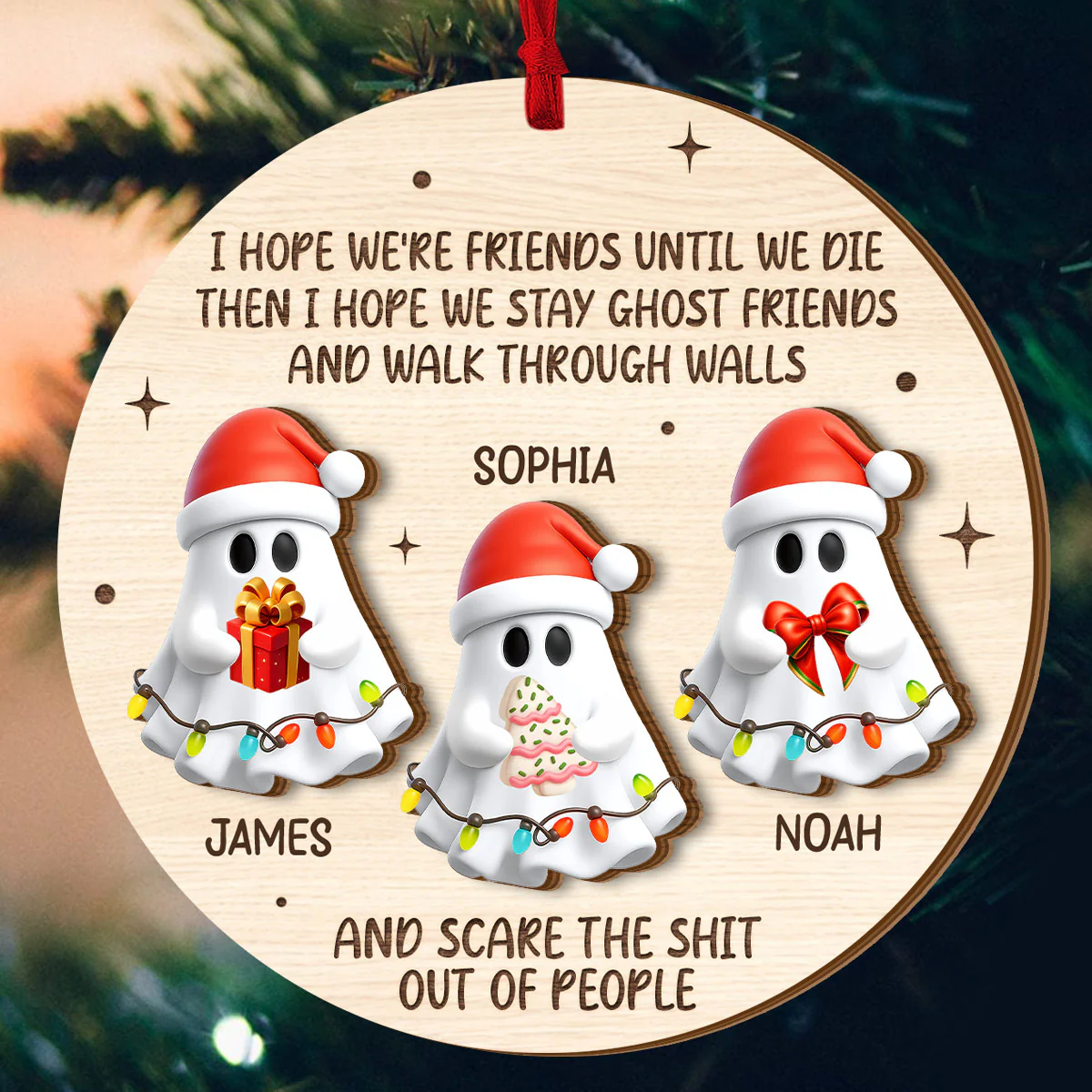 I Hope We're Friends Until We Die - Personalized 2-Layered Wooden Ornament - Image 5