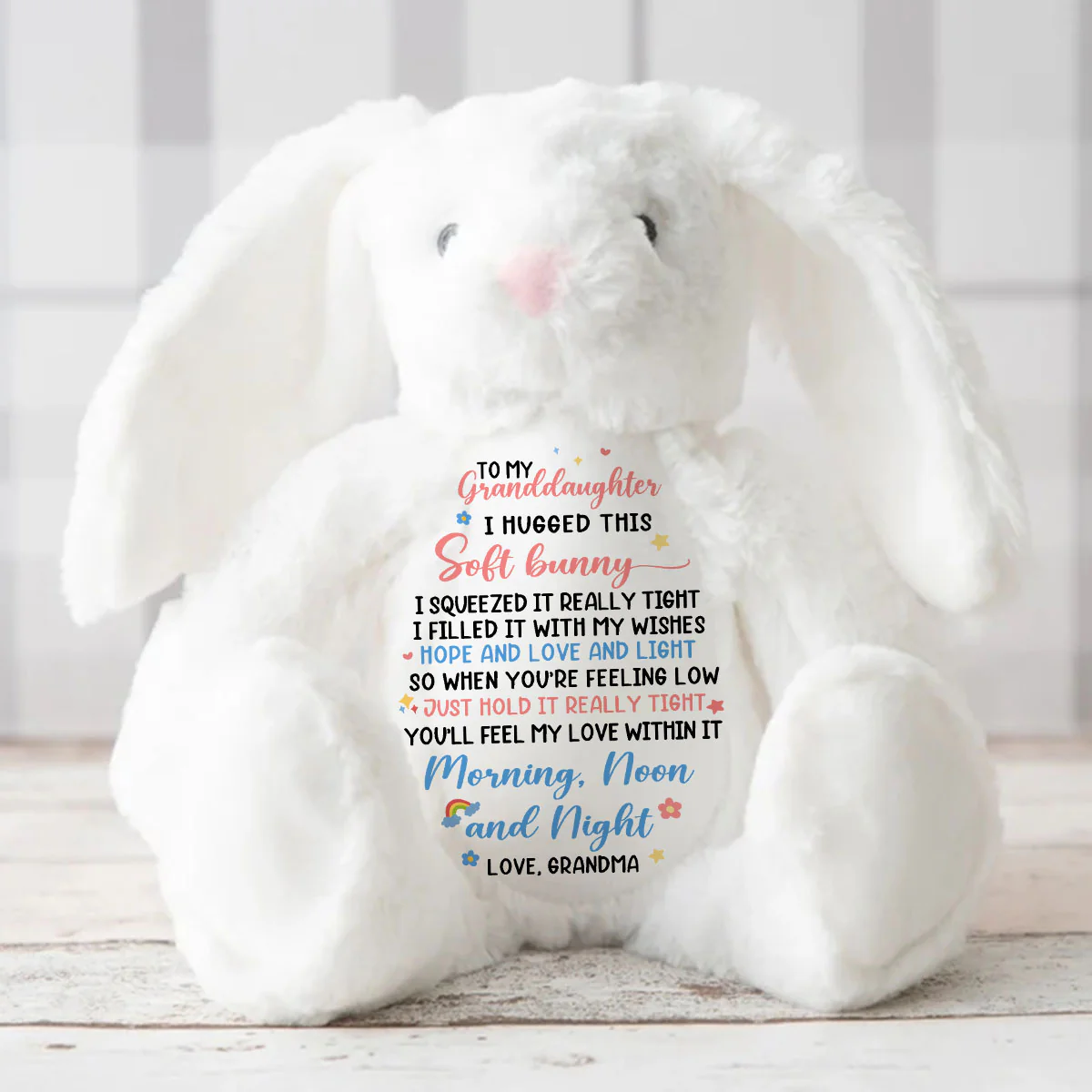 I Hugged This Soft Bunny I Squeezed It Really Tight - Personalized Stuffed Bunny - Image 3