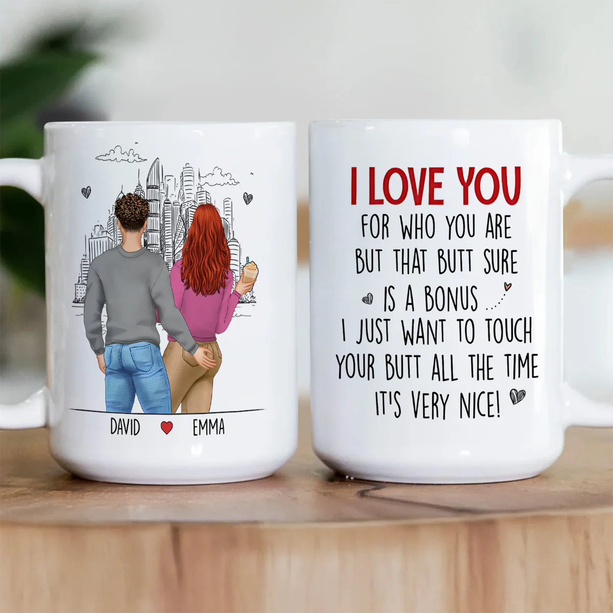 I Just Want To Touch Your Butt All The Time - Personalized Ceramic Coffee Mug - Image 2