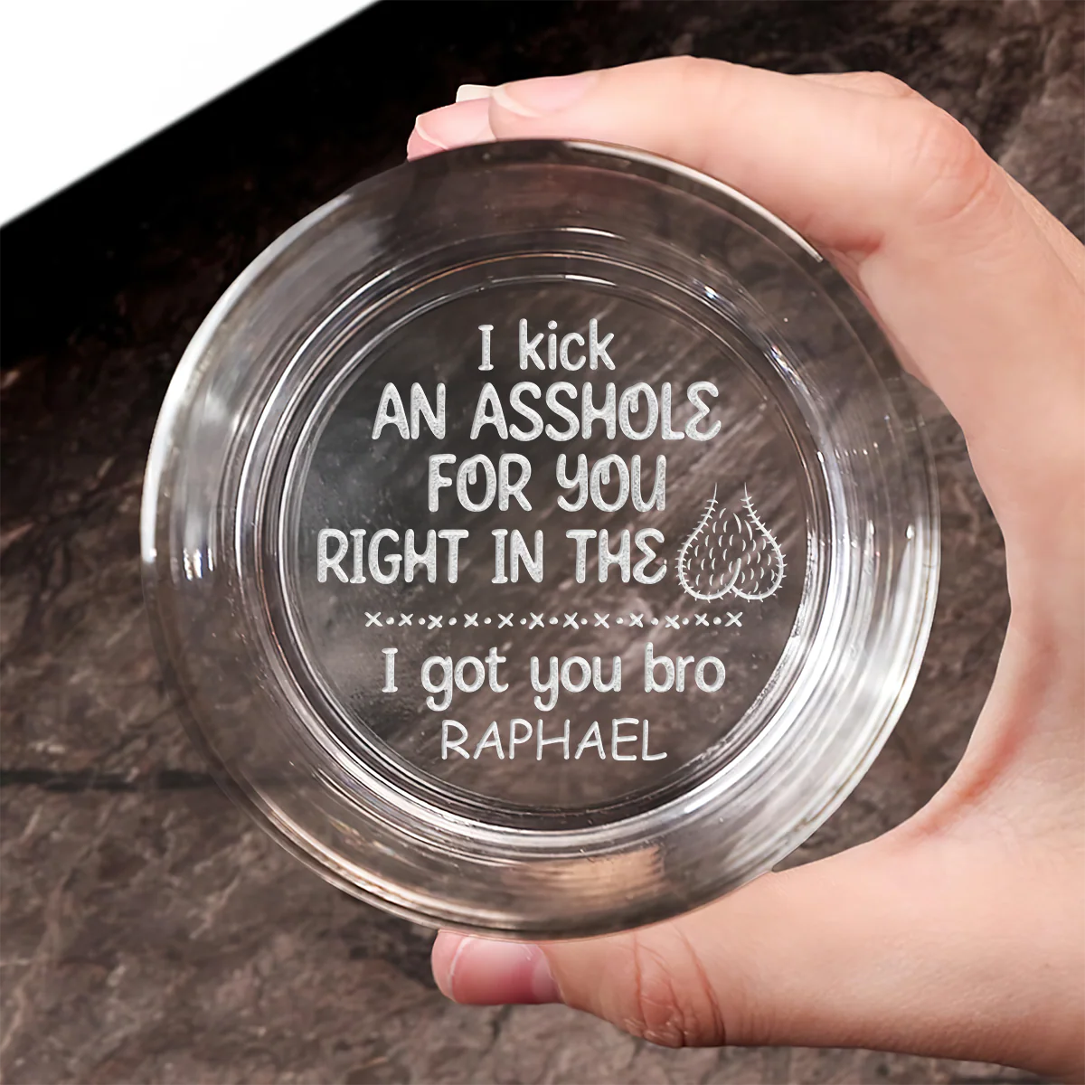 I Kick An Asshole For You - Personalized Engraved Whiskey Glass - Image 3